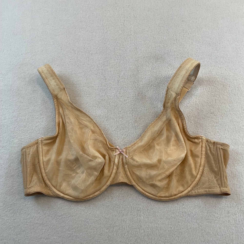 Cacique Modern Lace Covered Unlined Full Coverage Bra Beige Nude 46C 605412
